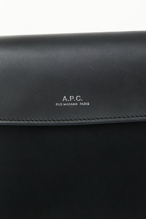 A.P.C. Black Leather James Crossbody Bag