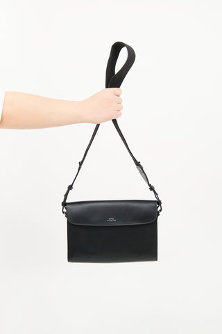 A.P.C. Black Leather James Crossbody Bag