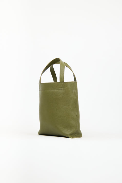 A.P.C. Green Leather Maiko Small Shopper Tote