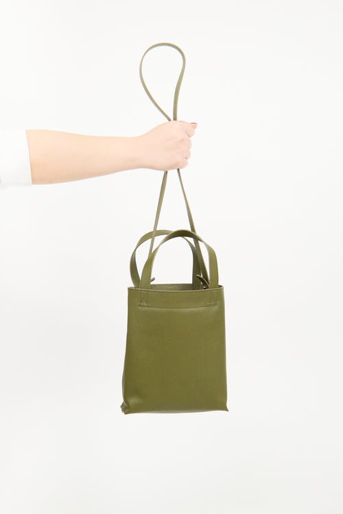 A.P.C. Green Leather Maiko Small Shopper Tote