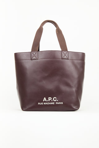 A.P.C. Burgundy Vinyl Eddy Tote Bag