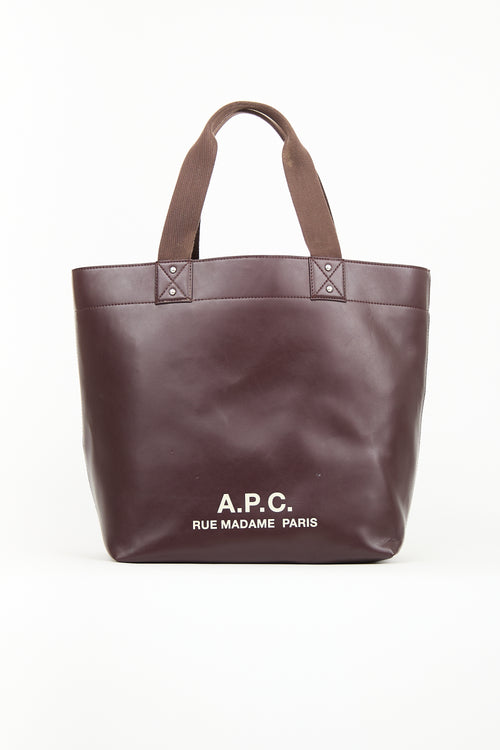 A.P.C. Burgundy Vinyl Eddy Tote Bag