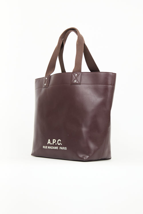 A.P.C. Burgundy Vinyl Eddy Tote Bag