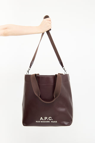 A.P.C. Burgundy Vinyl Eddy Tote Bag