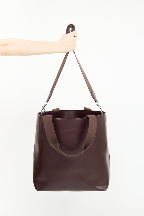 A.P.C. Burgundy Vinyl Eddy Tote Bag