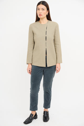 Armani Beige Linen Asymmetrical Blazer