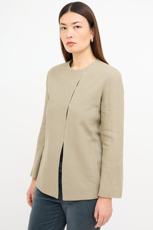 Armani Beige Linen Asymmetrical Blazer