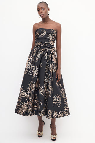 Audrey + Brooks Black 
Rose Gold Floral Gown