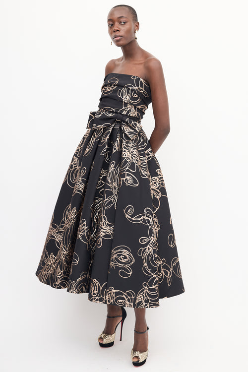 Audrey + Brooks Black 
Rose Gold Floral Gown