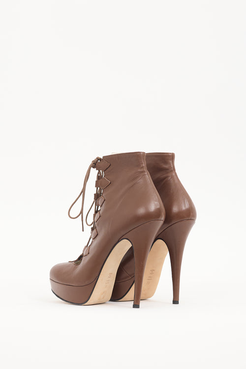 Abel Munoz Brown Leather Lace Up Stiletto Boot