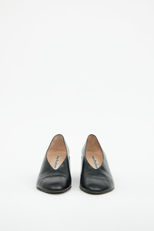 Acne Studios Black Leather Sully Stacked Heel Pump