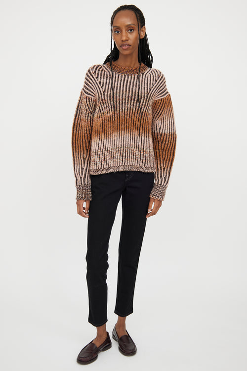 Acne Studios Brown 
Pink Wool Blend Rib Knit Sweater