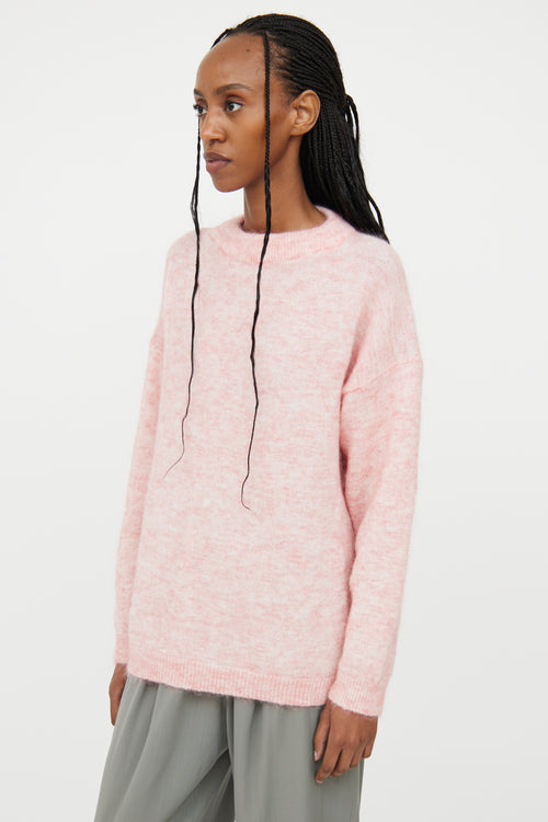 Acne Studios Pink 
White Crewneck Sweater