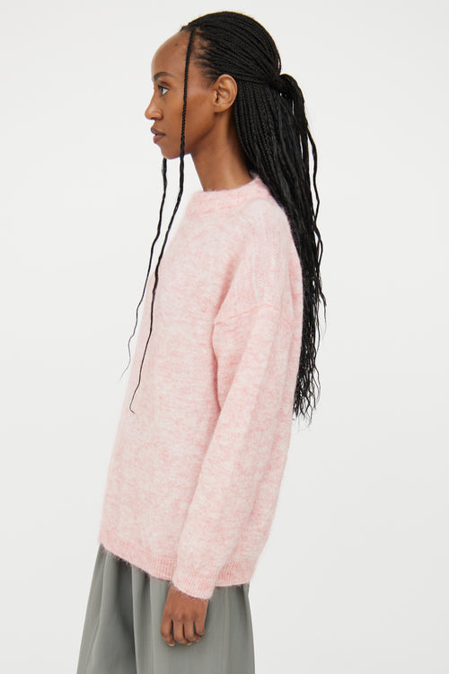 Acne Studios Pink 
White Crewneck Sweater