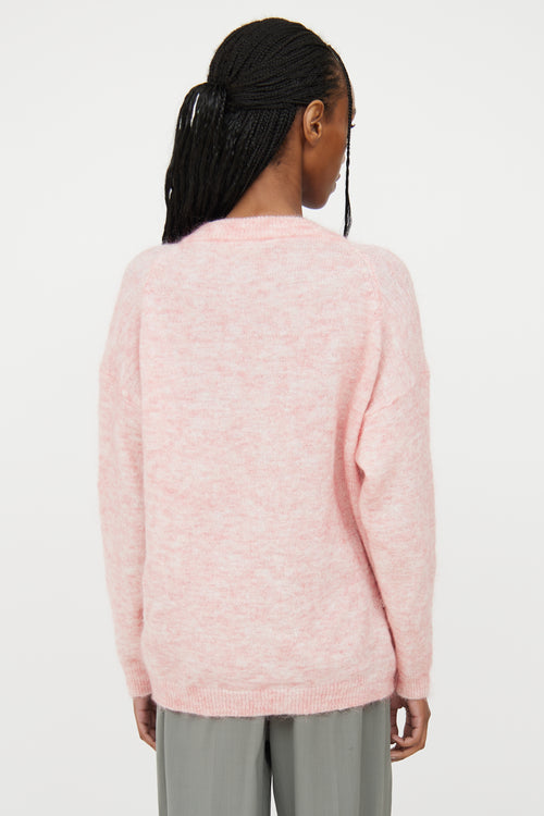 Acne Studios Pink 
White Crewneck Sweater