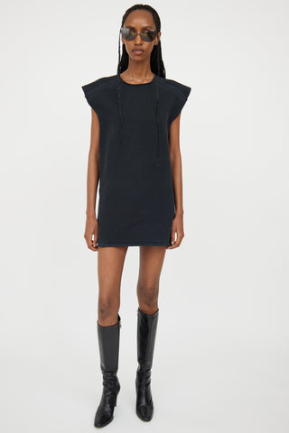 Acne Studios Dark Grey Cotton Raw Hem Sweatshirt Dress