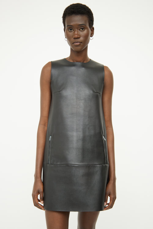 Acne Studios Black Leather Sleeveless Dress