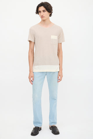 Acne Studios Beige 
Brown Striped Pocket T-Shirt