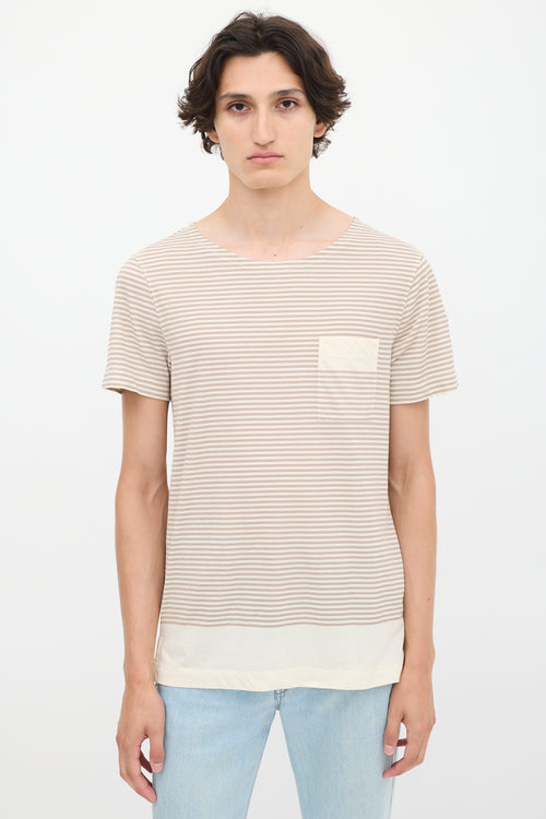 Acne Studios Beige 
Brown Striped Pocket T-Shirt