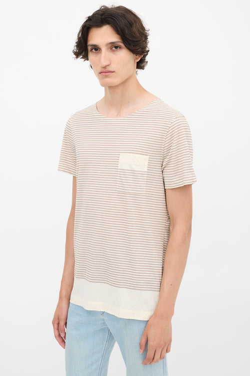 Acne Studios Beige 
Brown Striped Pocket T-Shirt