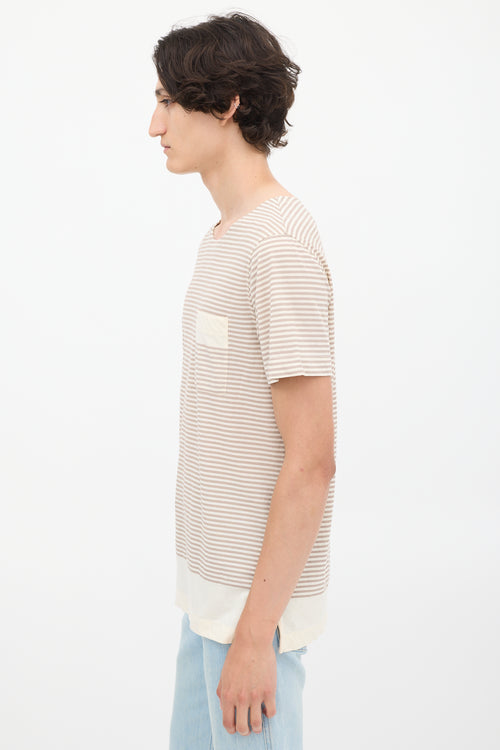 Acne Studios Beige 
Brown Striped Pocket T-Shirt