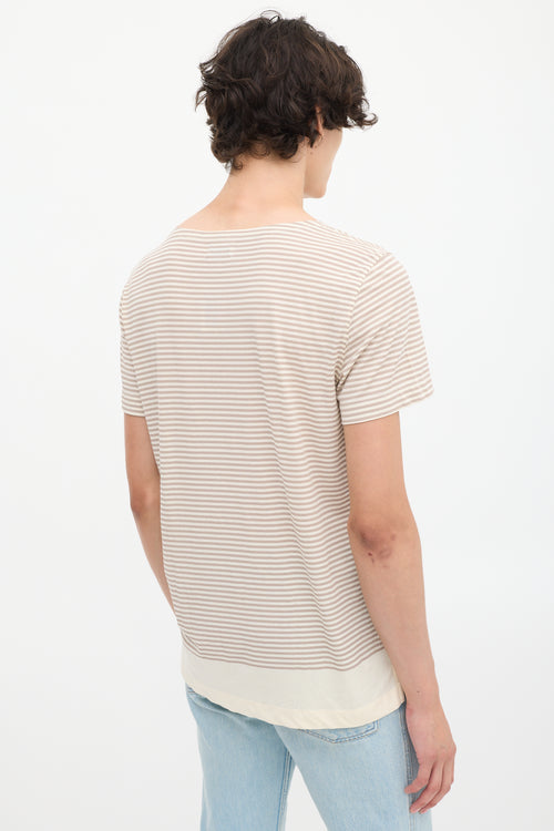 Acne Studios Beige 
Brown Striped Pocket T-Shirt