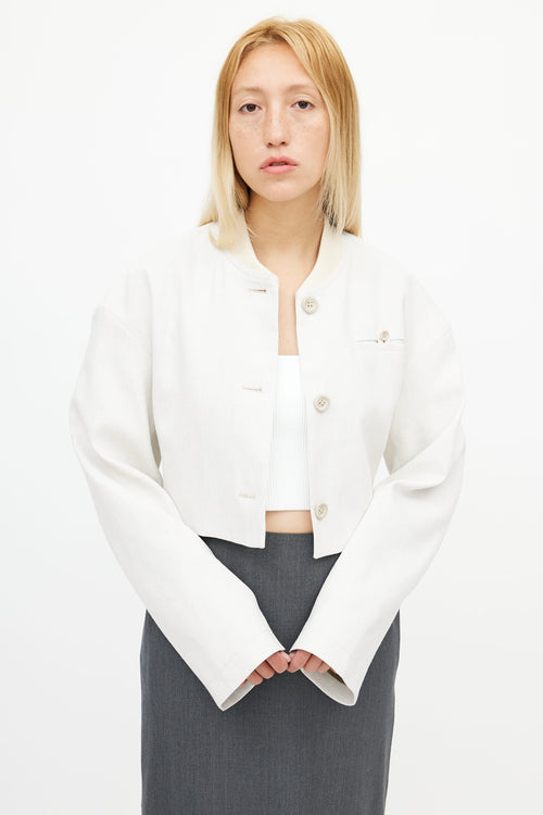 Acne Studios Beige Cropped Bomber Jacket