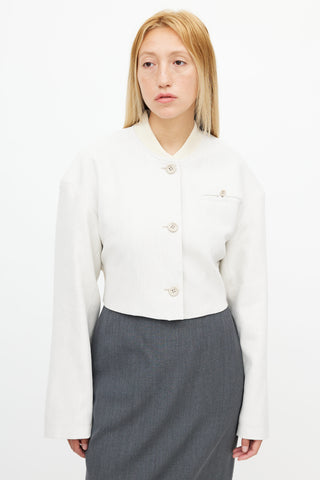 Acne Studios Beige Cropped Bomber Jacket