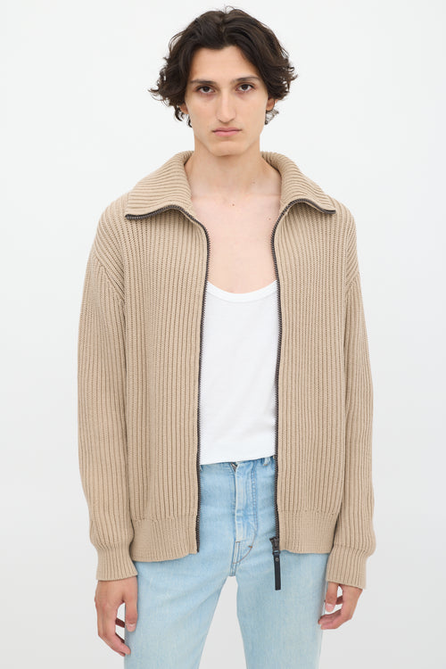 Acne Studios Beige Funnel Zipped Sweater