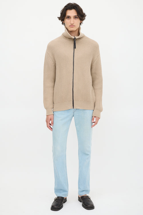 Acne Studios Beige Funnel Zipped Sweater