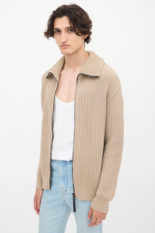 Acne Studios Beige Funnel Zipped Sweater