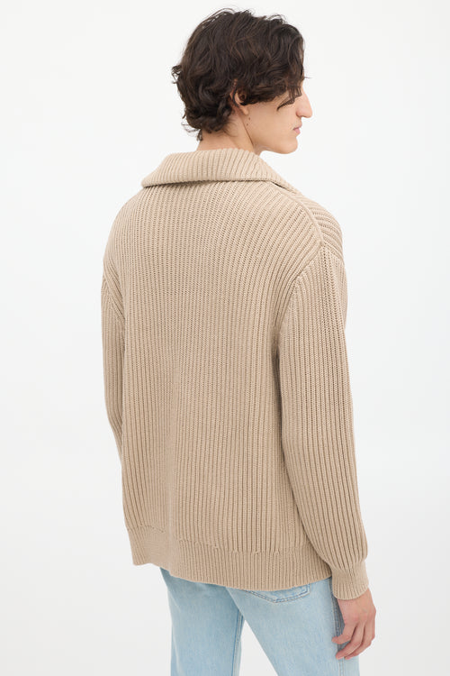 Acne Studios Beige Funnel Zipped Sweater