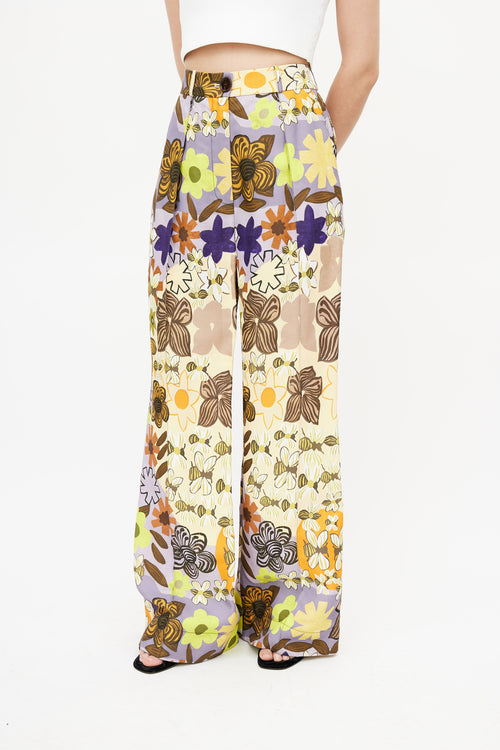 Acne Studios Beige 
Multicolour Floral Wide Leg Trouser