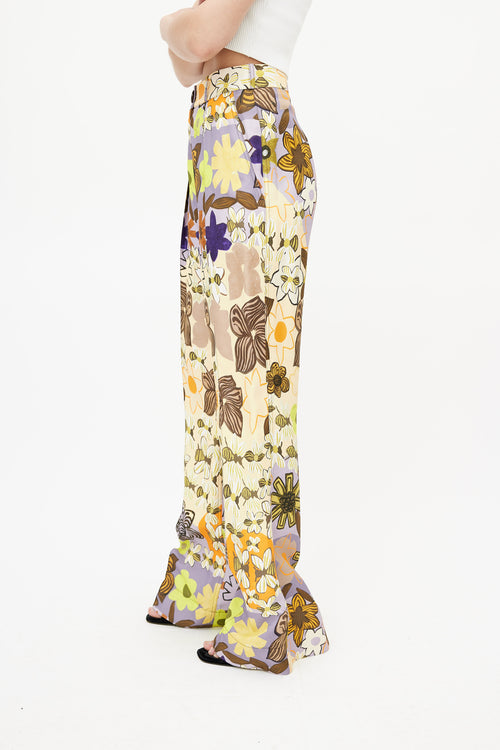 Acne Studios Beige 
Multicolour Floral Wide Leg Trouser