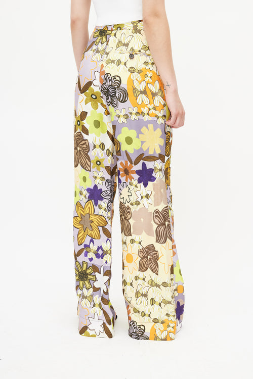 Acne Studios Beige 
Multicolour Floral Wide Leg Trouser