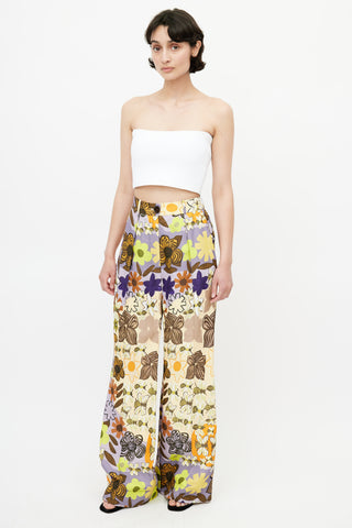 Acne Studios Beige 
Multicolour Floral Wide Leg Trouser