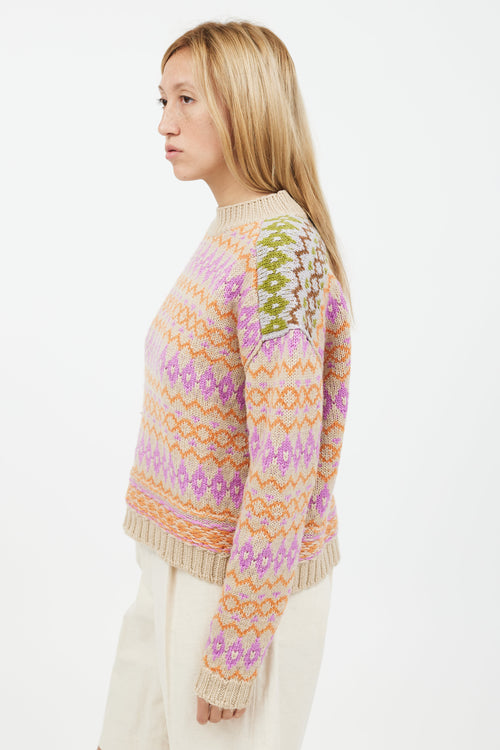 Acne Studios Beige Multicolour Knit Crewneck Sweater