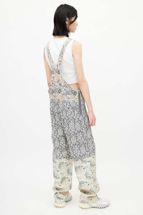 Acne Studios Beige 
Navy Floral Leather Jumpsuit