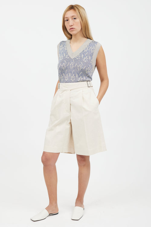 Acne Studios Beige Pleated Linen Short