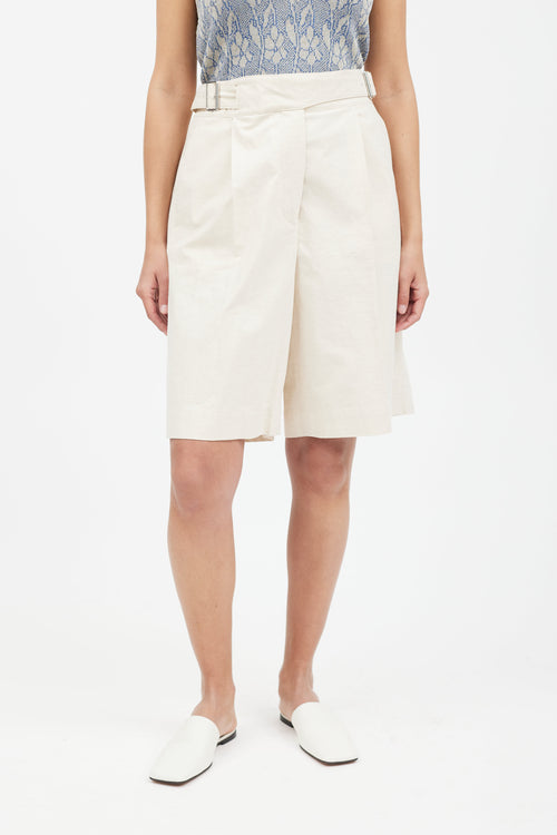 Acne Studios Beige Pleated Linen Short