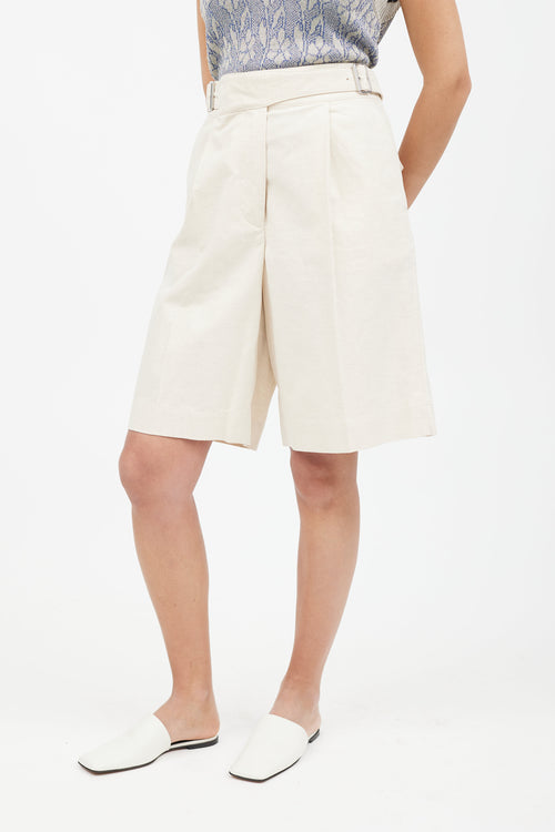 Acne Studios Beige Pleated Linen Short