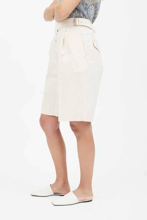 Acne Studios Beige Pleated Linen Short