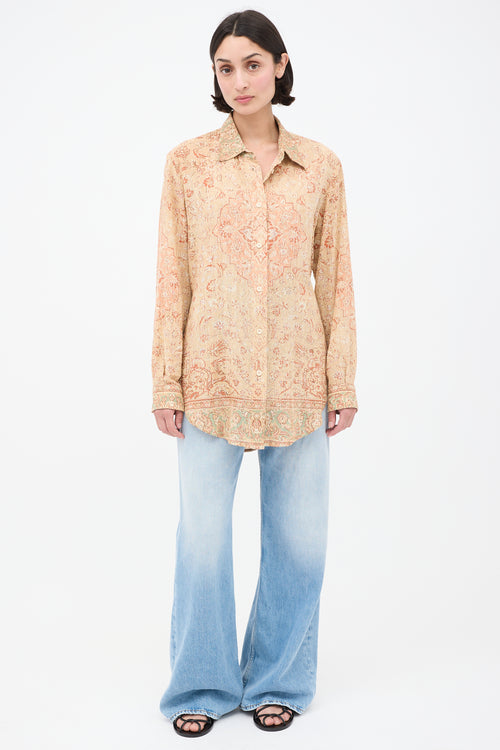 Acne Studios Beige 
Pink Paisley Shirt