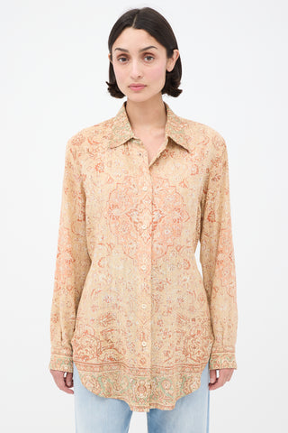 Acne Studios Beige 
Pink Paisley Shirt