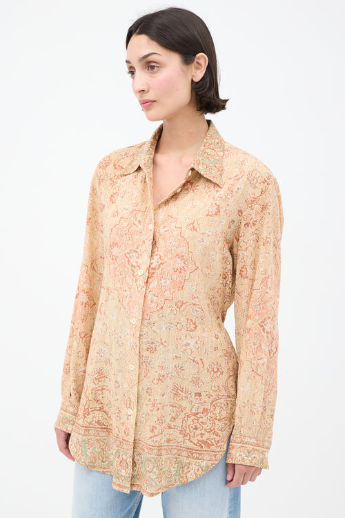 Acne Studios Beige 
Pink Paisley Shirt