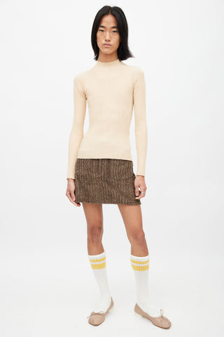 Acne Studios Beige Ribbed Mock Neck Top