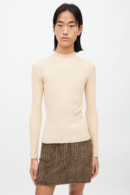 Acne Studios Beige Ribbed Mock Neck Top