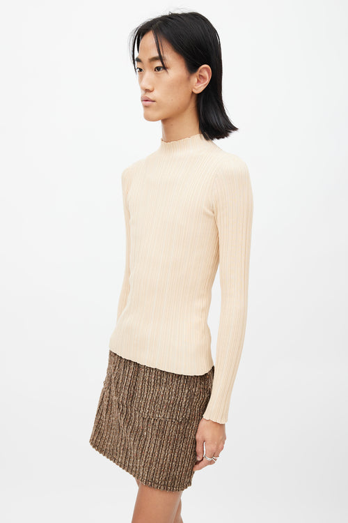 Acne Studios Beige Ribbed Mock Neck Top