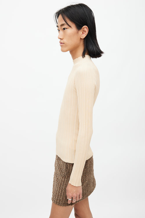 Acne Studios Beige Ribbed Mock Neck Top