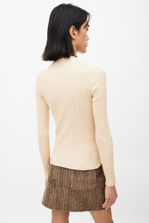 Acne Studios Beige Ribbed Mock Neck Top